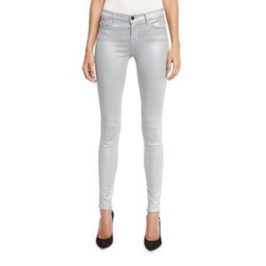J Brand 620 Mid-Rise Super Skinny Moondust Metallic Jean